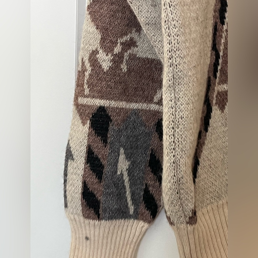 Vintage 80s 90s Horse Equestrian Wool-Blend Italian Made Sweater L - Picture 4 of 9